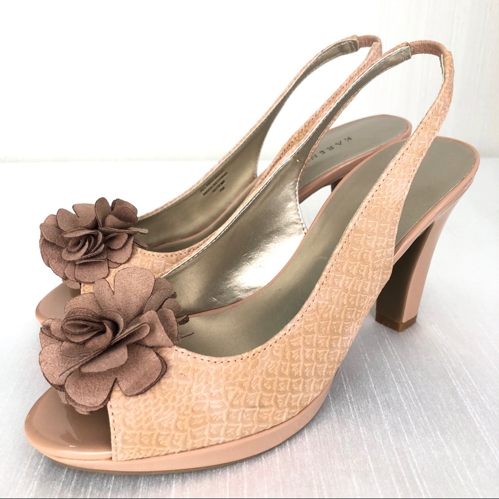 NEW Karen Scott Bloom Slingback Peep Toe Heels